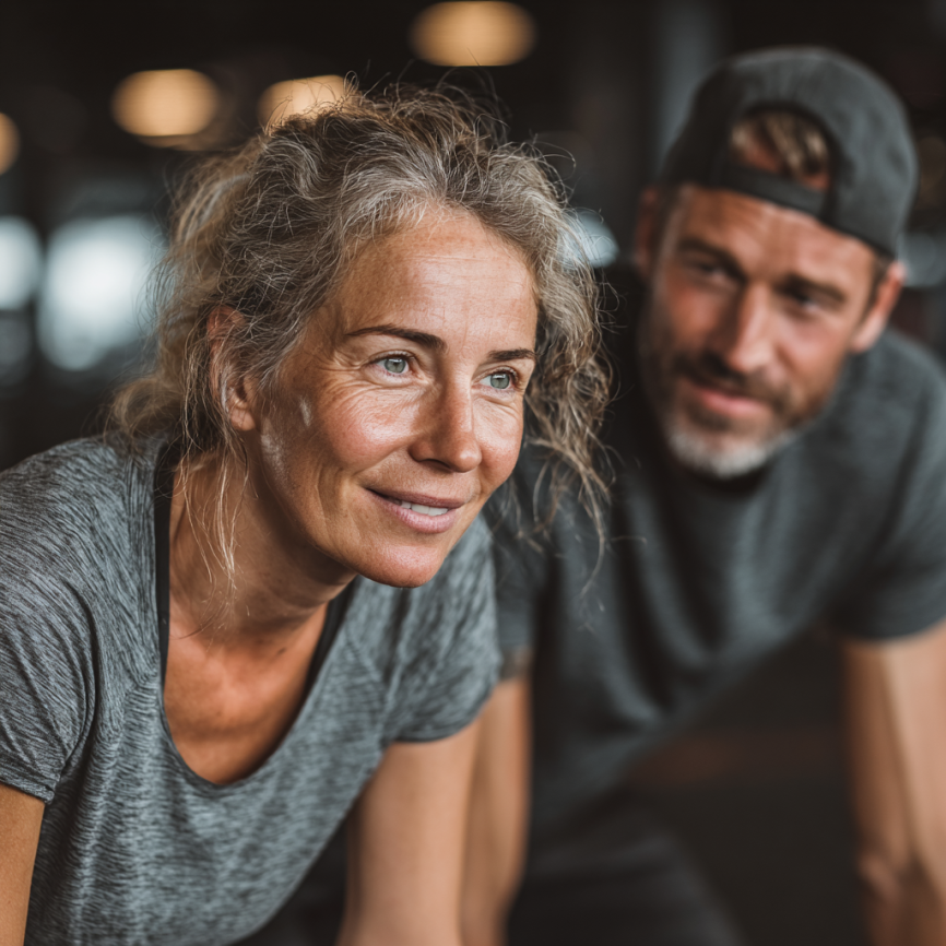 Възрастни хора правят упражнения