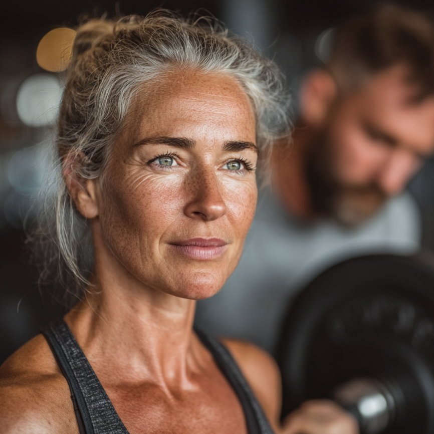 Щастливи възрастни хора на тренировка